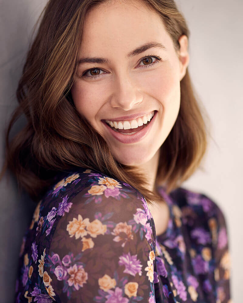 Beautiful woman in floral shirt