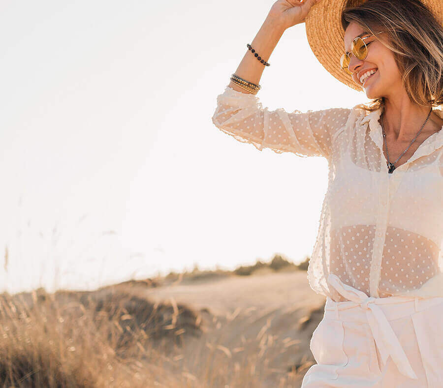 Beautiful woman in sun hat