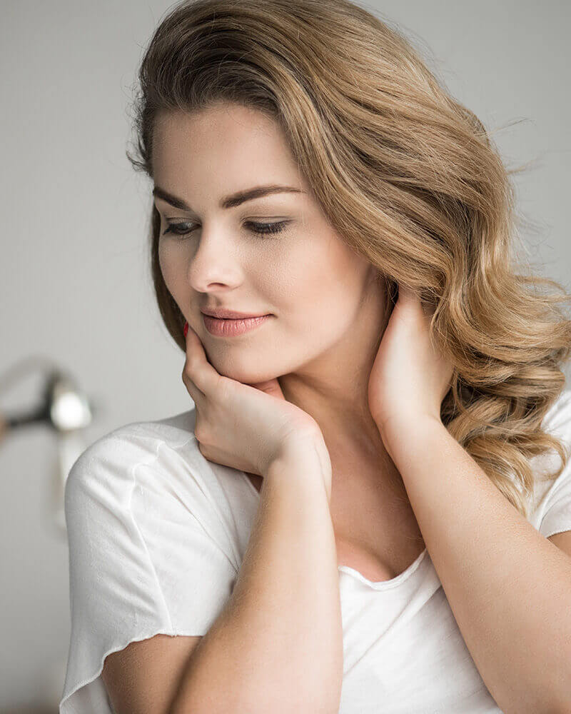 beautiful woman looking sideways
