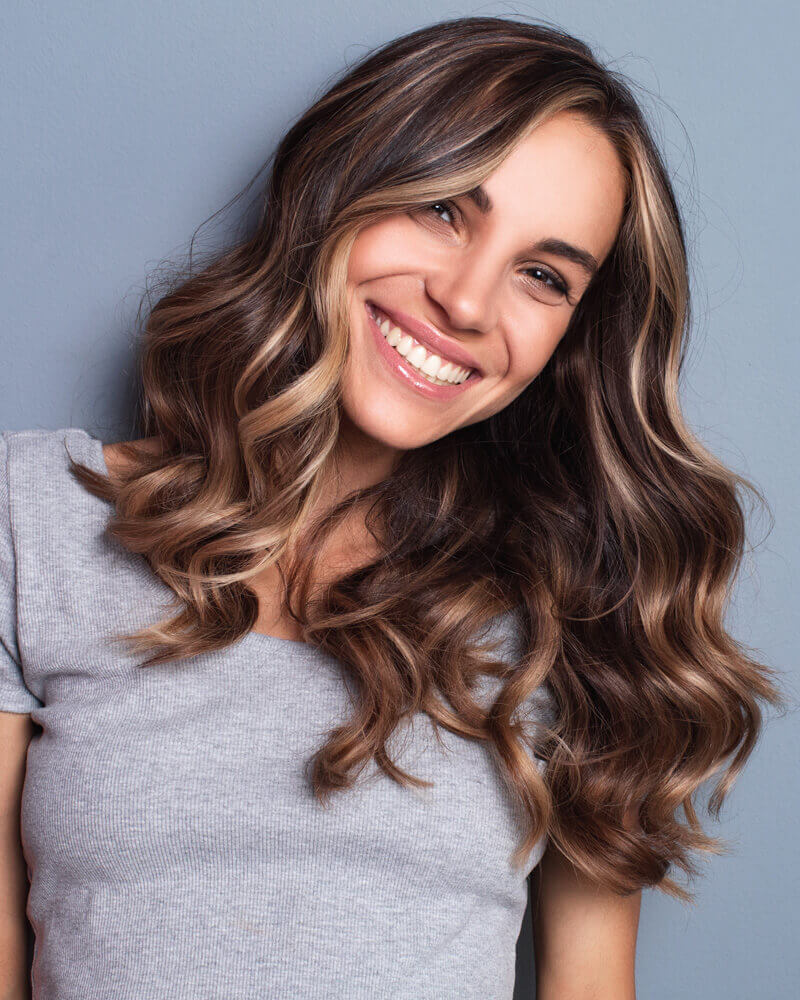 Woman with curly hair